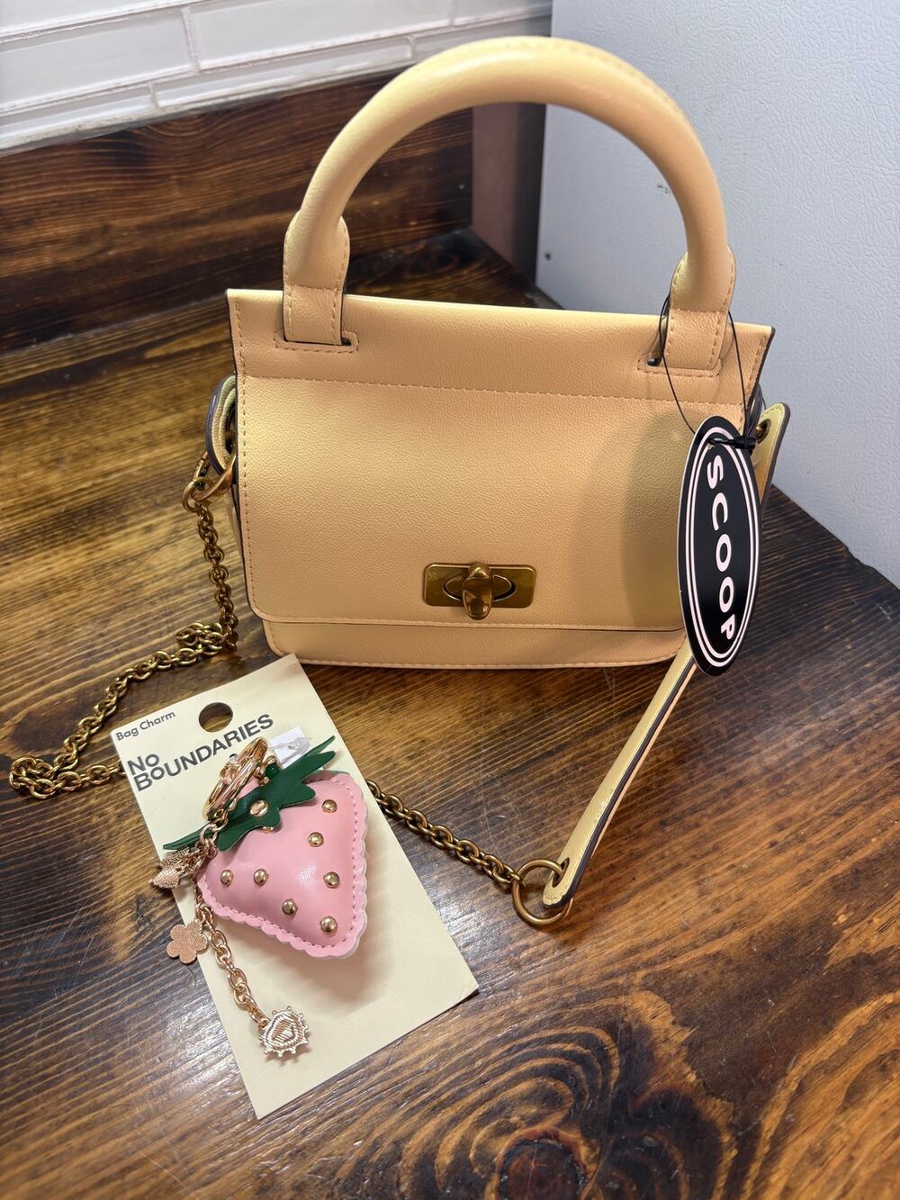 Scoop Yellow Mini Handbag and Strawverry Bag Charm